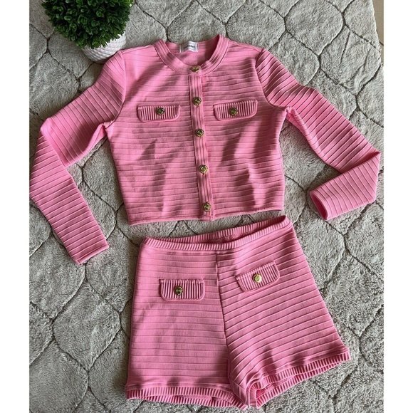 DAIMARAN Santorini Suit Matching Set 2 Pieces Pink Light Jacket + Shorts S - Picture 2 of 3